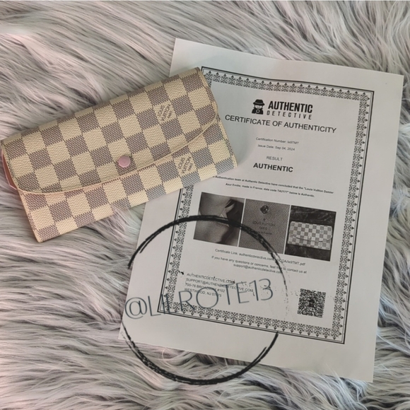 Louis Vuitton Damier Azur Portefeiulle Emilie Wallet In Rose Ballerine - Picture 17 of 17
